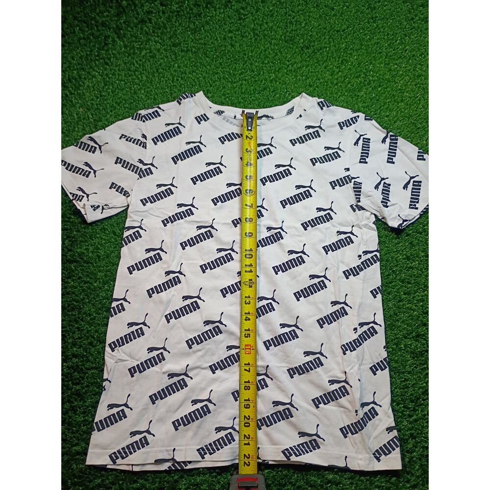 Puma Amplified AOP Youth T-Shirt - White & Black Logo Design LG - Picture 3 of 7